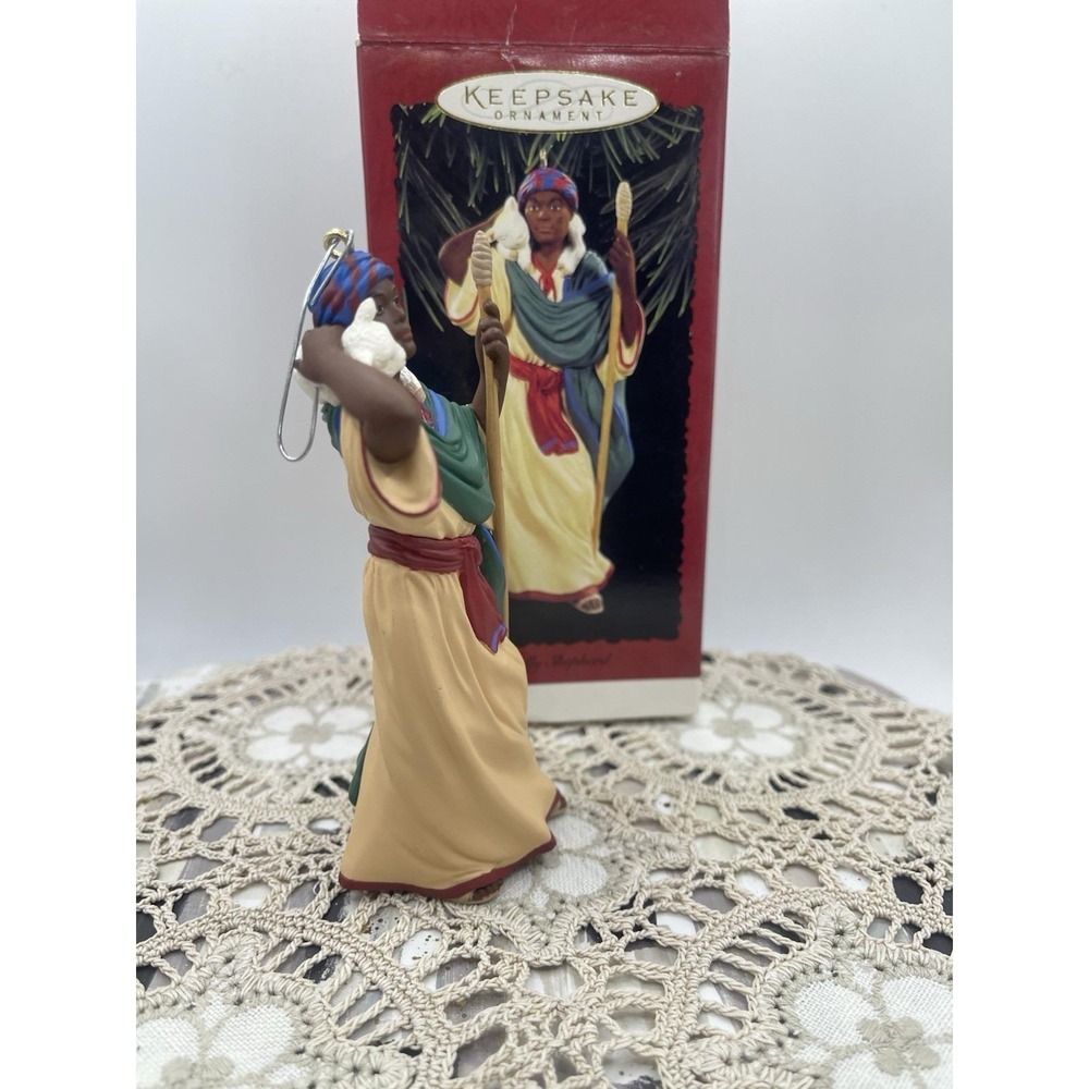 NIB 1996 Hallmark Keepsake Christmas Ornament Kindly Shepherd African FX - Picture 6 of 6